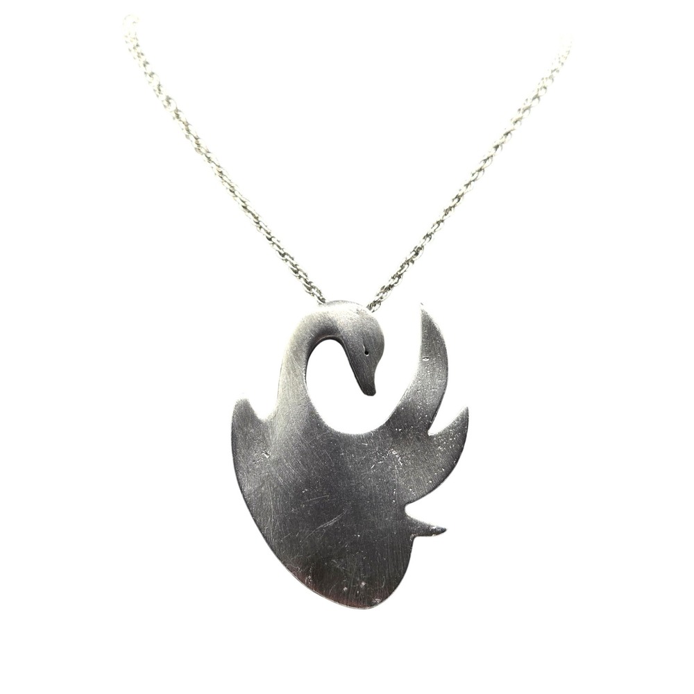 Handmade Necklace Brutalist Modernist Scandinavian Nordic Vintage Swan #